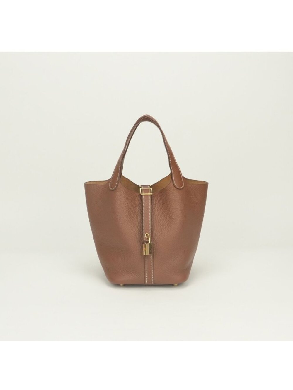 Hermes Picotin Lock PM 18 Tote Bag Taurillon Clemence Gold Brown